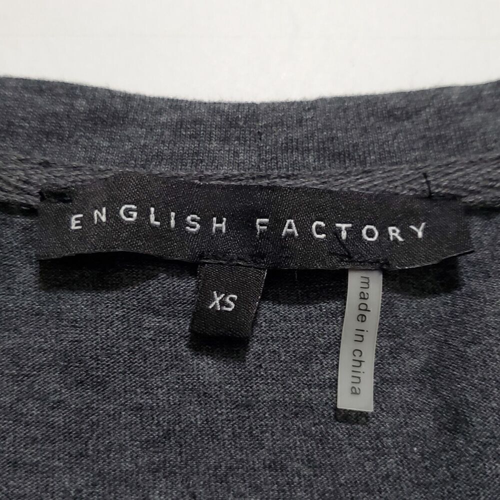 English Factory Pleated Puff Sleeve Top Blouse Size XS Gray Womens - Picture 8 of 9